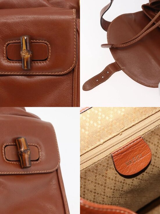 GUCCI Bamboo Backpack Leather Brown Gold 003 2058 0016 Auth ep14447 main image 15